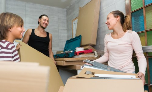 Removal van in Barnes loading household items