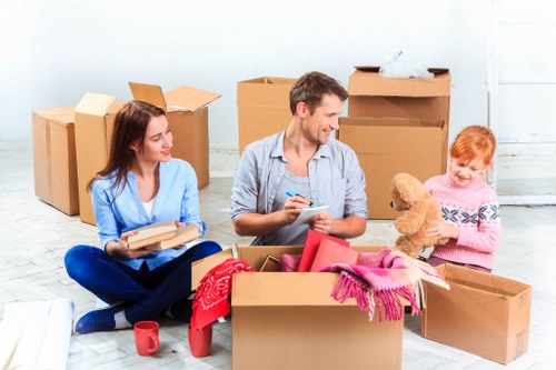 Barnes moving van loading furniture and boxes