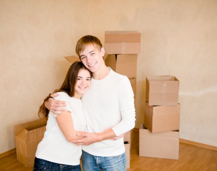 Organized moving boxes prepared for a home move in Barnes