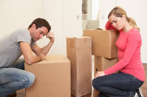 Packed boxes and moving supplies for Barnes removals